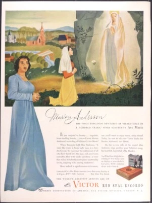 Anúncio de revista vintage 1945 Victor Red Seal Records Marian Anderson Ave Maria  - Imagem 1 de 2