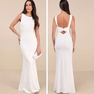Lulus Love In Your Eyes Elfenbein geknotet Meerjungfrau Maxikleid Größe 2X Braut Hochzeit - Bild 1 von 8