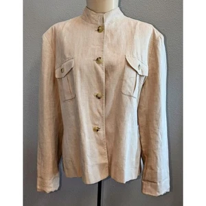 Womens Ralph Lauren 100% Italian Linen Safari Jacket Blazer Beige Tan Sz 16 USA - Picture 1 of 6