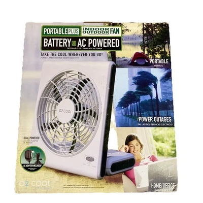 Ventilador portátil Plus interior exterior 2 velocidades batería/adaptador de CA nuevo para oficina en casa Foto 1 de 4