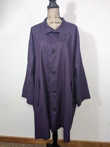 Eskandar Designer Oversized Boxy Fit Linen Blend Raincoat Dark Purple Size 1 - Picture 1 of 19