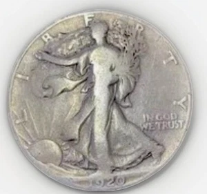 1920-D Walking Liberty Half Dollar 90% Silver Coin Error DDR Free Shipping - Picture 1 of 5