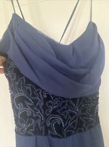 Vestido Formal Tiffany Designs Azul Talla 12 Damas Cuentas Terciopelo Corpiño Gasa Nuevo Año - Imagen 1 de 15