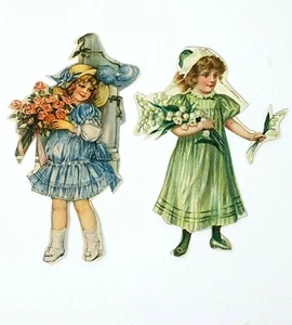 Antique Victorian Scraps Pretty Sweet Ladies Girls Roses Bonnet Frilly Dresses - Picture 1 of 2