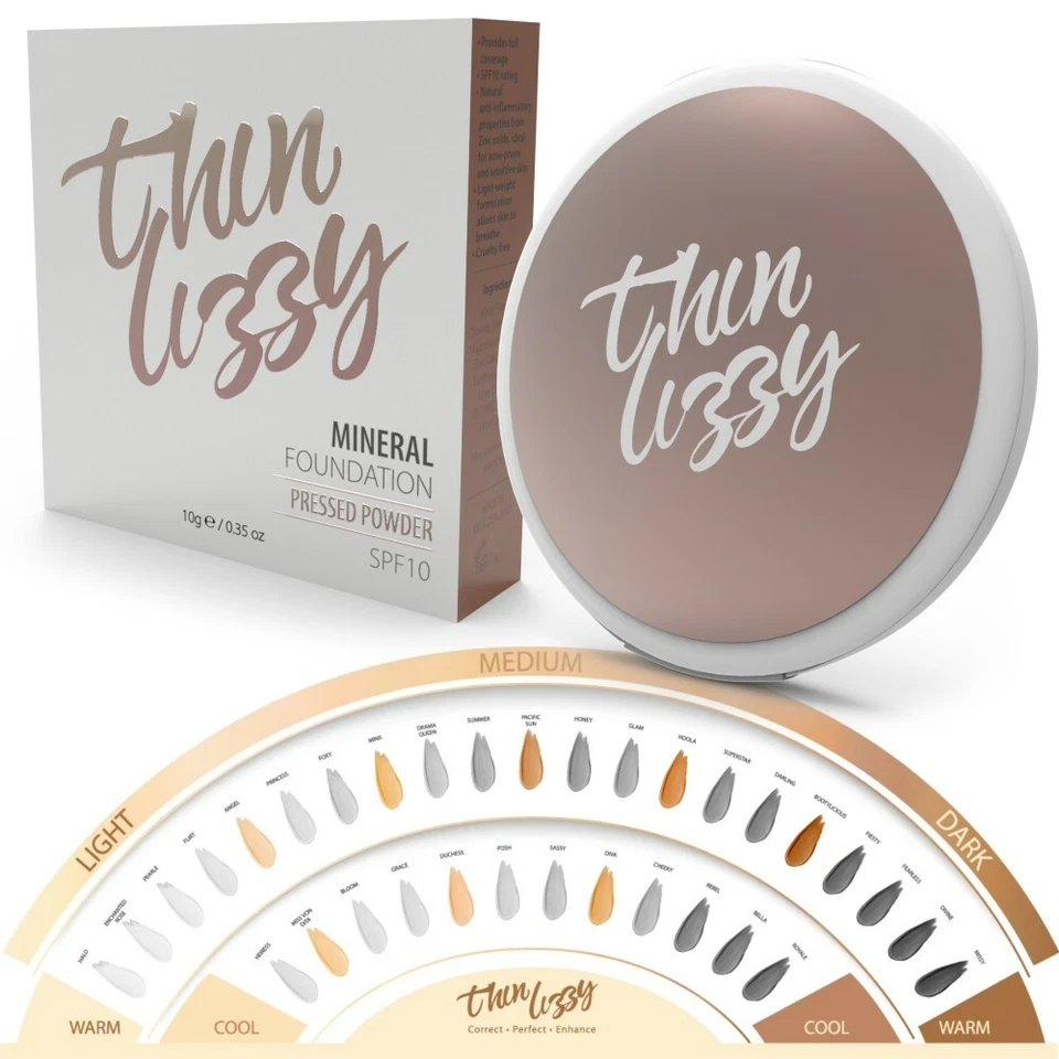 Thin Lizzy Mineral Foundation Pressed Powder 10g SPF10 Choose Your Shade - Image 1 of 1