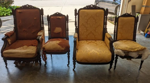 4 SET vintage Made France Pear Wood 1900 Napoleon French arm-Chair Anthropologie Cover