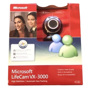 Microsoft LifeCam VX-3000 Model 1076 Windows Live Call Button Auto Face Tracking - Picture 1 of 6