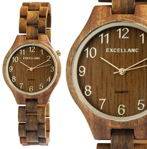 Damenuhr Frauenuhr Quarz Armbanduhr Holzuhr Braun Gold grünes Sandelholz 1800236 - Bild 1 von 7