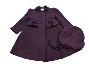 Cappotto swing vintage anni 90 bambina taglia 4, con cappello, lana turchese, Rothchild - Foto 1 di 17