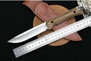 9'' New CNC 8Cr18Mov Blade Wood Full Tang Handle Survival Hunting Knife VTH196 - Picture 1 of 9