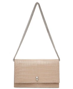 Borsa Alexander McQueen Skull Croc in pelle di vitello beige vendita al dettaglio $990 NUOVA ULTIMA! - Foto 1 di 5