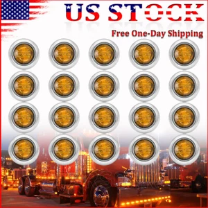 20x 3/4" Round LED Side Marker Lights Amber w/Chrome Bezel For Truck Trailer RV - Bild 1 von 6