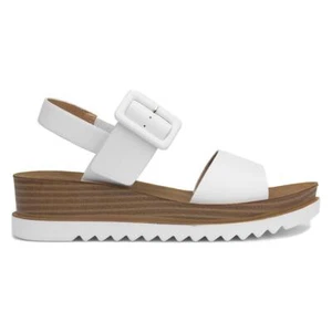 Heavenly Feet Womens Sandals White Adults Ladies Wedge Buckle Wegded Chunky SIZE