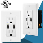 4.8A 5.8A USB Wall Outlet Receptacle Duplex Receptacle TR with Plate for iPhone