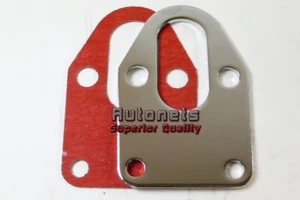 Placa de montaje de bomba de combustible Chevy cromada bloque pequeño 283 327 350 383 acero SBC - Imagen 1 de 1