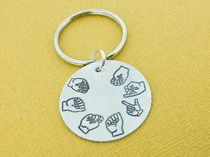 ASL - Personalized Name in Sign Language - Custom Keychain - Gift - Picture 1 of 3