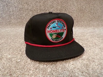 Vtg NOS Homelite Factory Certified Technician SnapBack Cap Trucker Hat Black - Image 1 of 3