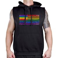 Men/'s Rainbow LGBT Eat Sleep Pride Repeat Black Hoodie Gay Lesbian Rights V208