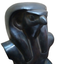 Head of Egyptian God HORUS Falcon Handmade Statue- Black Solid Basalt Stone 2kg