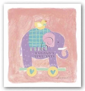 Elephant Toy Karen Anagnost Art Print 6x6 - Picture 1 of 1