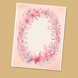 Pink Border - Lined Stationery Paper (25 Sheets) 8.5 x 11 Premium Paper - Picture 1 of 2