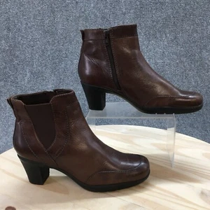Clarks Boots Womens 8.5 M Ankle Booties Brown Leather Side Zip Heels Casual - Imagen 1 de 19