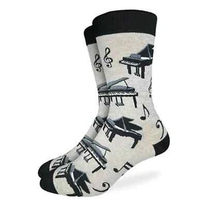 Piano Men's Crew Socks Size 10-13 Good Luck Ivory Keys Novelty Fashion New - Picture 1 of 1
