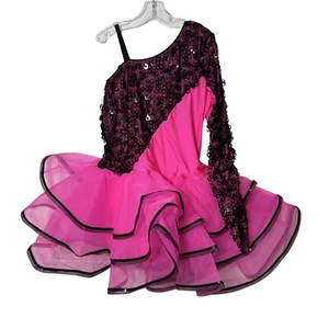 REVOLUTION One Sleeve Dance Dress Tutu Costume Girls LC / XXLC Pink Black Ballet - Picture 1 of 21