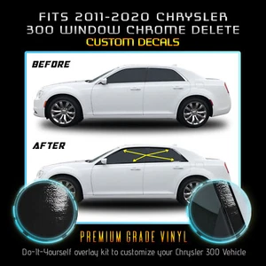 Fit 11-20 Chrysler 300 Window Trim Wrap Chrome Delete Blackout Kit - Gloss Black - Bild 1 von 4