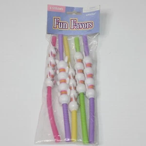 Amscan Fun Favors 5 Easter Bunny Straws NEW in Package - Picture 1 of 2