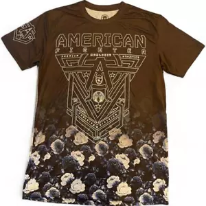 New Men's American Fighter Premium Athletic MMA Black/Blue Roses T-Shirt XS-4XL - Picture 1 of 2