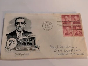 Vintage FDC First Day Cover Woodrow Wilson President United States 1956 - Picture 1 of 2