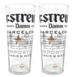 ESTRELLA BARCELONA 2x VASOS DE CERVEZA CÓNICOS 500/400ml BNWOB Hombre Cueva - Imagen 1 de 2