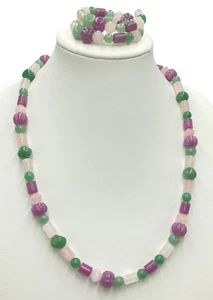 Jay King DTR 925 Gemstone Necklace & Bracelet Set Amethyst Jade Quartz READ.. - Picture 1 of 16