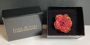 VTG JOAN RIVERS CLASSICS COLLECTION PINK PAVE CRYSTAL FLOWER RING SZ 9 IN BOX - Picture 1 of 8