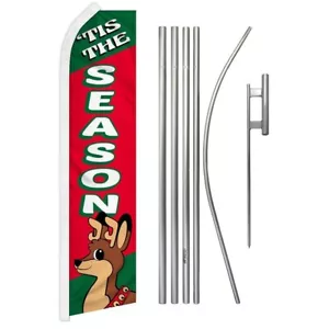 'Tis The Season Super Swooper Flag & Flag Pole Kit & Ground Spike - Picture 1 of 1