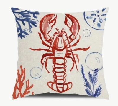 Funda Almohada Langosta Mar Playa Náutica Costera Primavera Verano Decoración del Hogar Foto 1 de 4