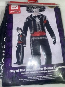 Adult Senor Bones Costume Day of the Dead Mens Fancy Dress Halloween Outfit L - Picture 1 of 3