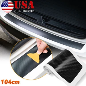 Protector contra arañazos de fibra de carbono con placa de umbral de parachoques trasero de coche/104 cm - Imagen 1 de 9