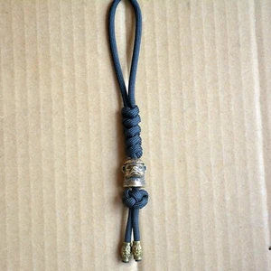 550 Paracord Combo Knife Lanyard Black with Brass Bead Honey Badger / Ratel - Picture 1 of 3