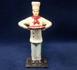 Coca Cola Waiter Cast Iron Figure Original Circa 1898 Vintage Vibrant Red Tray - Picture 1 of 14