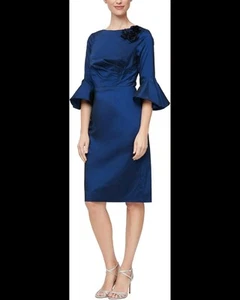 Alex Evenings Short Sheath Dress with 3/4 Bell Sleeves Sheath Size 6P NWT  - Picture 1 of 13