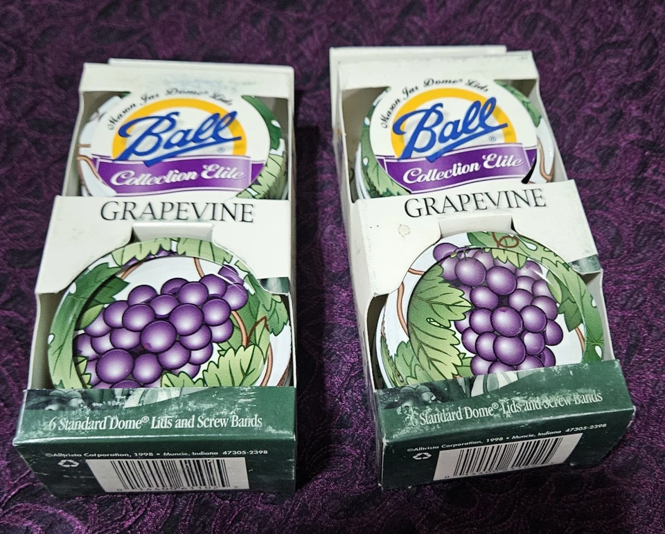 De colección Ball Collection Elite Grapevine Mason Tarro Cúpula Tapas 2 Juegos De 6 Nuevo  Foto 1 de 3