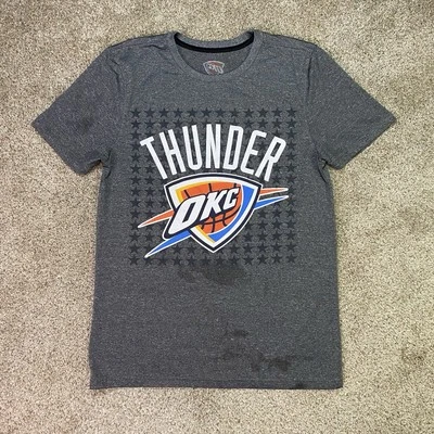 Camisa Oklahoma City Thunder Para Hombres S Gris Westbrook Delantera Trasera OKC Baloncesto NBA Foto 1 de 4