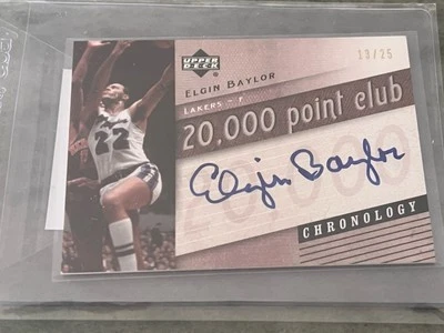 Cronology Elgin Baylor 20000 Point Club 2006 con tarjeta automática 13/25 NBA Lakers Foto 1 de 4