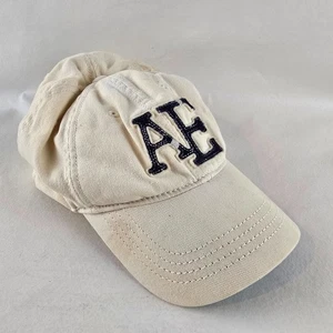 Cappello American Eagle Uomo L/XL Beige AE Logo Distressed Baseball Nu Fit Y2K Preppy - Foto 1 di 12