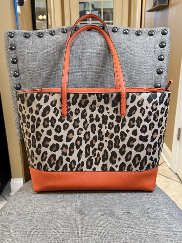 Bolso de Mano DKNY Naranja Y Marrón Bryant Park Grande Apertura con Cremallera Foto 1 de 4