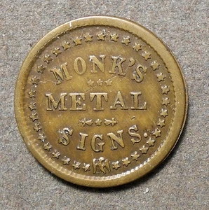 New York NY 630BB-1b, Monk’s Metal Signs, R-4, brass, 19mm, xf - Picture 1 of 2