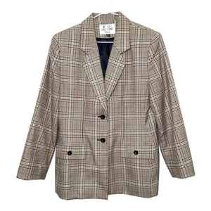 Blazer Le Suit Petite Pata de Gallo a Cuadros - Marrón/Negro 10P - Imagen 1 de 6
