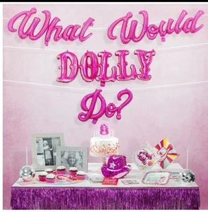 Dolly Parton What Would Dolly Do? Pink Air Fill Balloon Banner - Picture 1 of 3